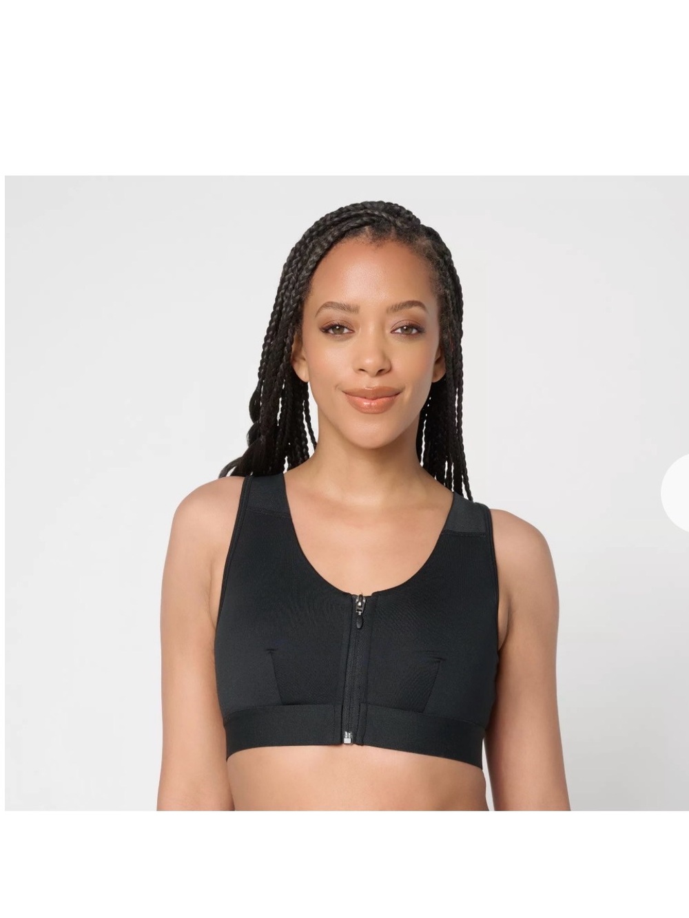 NWT Tommy Copper Shoulder Support Airknit Front-Zip Black Sports Bra Wide Straps